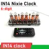 6-siffrig in14 Nixie Clock Digital Display In-14 Glow Tube Clock Module W Type-C USB Power Cable W Fjärrkontroll