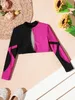 Kids Girls Gymnastics Ballet Dance Tops Long Sleeve Shiny Rhinestone Splice Hollow Back Workout Ballroom Party Jazz Dancewear