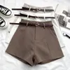 Itoolin casual kvinnors shorts aline hög midja kort chic office lady med bälte vintage kvinnliga byxor vår sommaren 240411