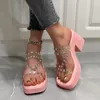 Slippers Crystal High Heels Women 2024 Summer Fashion Pvc Luxury Shoes для прозрачных насосов Slingback Zapatos Mujer