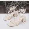 Top Roman Strap Shoes para mulheres vestindo saltos de areia alta grossa Sandálias de moda de moda Sandália FLIP FLIP 240228