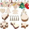 10pcs drewniane ozdoby świąteczne Niedokończone drewniane plastry z otworami drewniane puste wisiorki do dzieci
