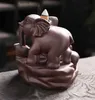 Konst och hantverk Creative Elephant Handicrafts Home Decor Ornaments Backflow rökelse Burner Purple Clay Censer L49