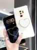 Note9 Note8 Samsung Galaxy의 Love Heart Phone Holder Luxury Plating Case 9 8 S9 S8 Plus Stand Silicone Cover S9Plus S 9