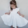0-6Y TODDLER Kids Baby Girl Dress Ruffles Sleeve Princess Dress Solid Cotton Linne Casual Dress for Party Flower Girl Clothes 240329