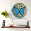 Wall Clocks Spring Blue Butterfly Retro Clock Modern Design Living Room Decoration Kitchen Art Watch Home Decor