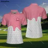 Golf Leopard Women Pink Polo Shirts 3D in tutte le donne stampate da tennis da tennis femmina Summer Lava