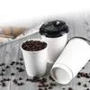 Disposable Cups Straws 50PCS 16oz Coffee Paper Double Walled Insulated /Cold With Lids Plastic