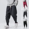 Pantalon masculin lin coton hommes noirs joggeurs décontractés rouges hip hop streetwear oversize 4xl pantalon de crotteuse baggy