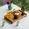 Bandeja de té rectangular de bambú bandeja de madera sólida bandeja para bandeja de kung fu taza de té de té hotel de madera cesta de café canasta