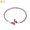 Link Bracelets CSJA Butterfly Bracelet For Women Handmade Braided Nylon Rope Adjustable Bangle Lucky Glass Charm On Hand Jewelry S941