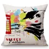 Oreiller abstrait moderne art mode fille dame home canapa sofa nordic weauty store décoration rouge jaune noir couleur couvre