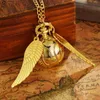 Pocket Uhren Goldene Farbe Luxus Little Cute Golden Wings Ball Kürbis Taschengeschenk Anhänger für mlae kids relogio saati y240410