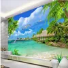 Wallpapers Blue Beach 3d Landscape Wallpaper Mural Wall Papers For Tv Backdrop