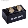 Cuff Links Hawson Crystal Cufflinks para homens Moda de luxo de luxo Camisa francesa Cufflinks Acessórios de alta qualidade Y240411