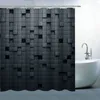 Douche gordijnen zwart mozaïek vierkant driedimensionaal patroon decor gordijn bad voor badkamer badkuip