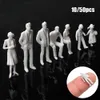 10/50pcs 1: 50/75/100/150/200 Figuras de personas de escala Modelo de plástico White Building Passengers Carácter de tren en miniatura