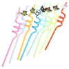 Engångskoppar Straws 24 st halm Halloween Party Supplies Bent Curly Cartoon Supply Drinking Reanvändbar