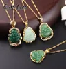 Jade Buddha Pendant Gold Jewelry 24K الأوليات الوردي الأصلي على الطراز الصيني Maitreya Necklace for Women1825808