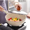 Wok Kitchen Non-stick Pan Maifan Stone Skillet Aluminum Frying Pan Japanese Household Woks Kitchen Cookware Cooking Pot with Lid