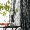 Window Drape Attractive Dustproof Long Lasting Floral Patterned Black Lace Sheer Curtain Home Supplies