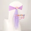 20pcs Lot Lycra Chair Band avec Organza Sash Ball Flower for Wedding Widding Chair Cover Event Party Hotel Decoration