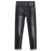 Designer jeans maschili jeans per luce maschile lussuosa edizione coreana in piedi elastici slim fit Youth blu e neri pantaloni mU6f