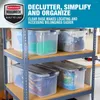 Bouteilles de rangement Rubbermaid Roughneck Clear 95 Qt / 23,75 Gal Conteneurs Pack de 4 avec couvercles gris verrouillables Base visible