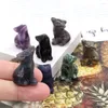 Decoratieve beeldjes 30 mm Wolf Figurine Natuursteen Crystasl Amethist Opalite Quartz Healing Animal Hand gesneden Reiki Crafts Home Witchy
