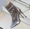 Galaxia crystal-embellished Mesh Strass Caged stiletto Sandals Rhinestones ankle strap Silver Leather Evening shoes women high heeled Luxury Designers Cool boots