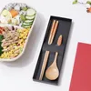 Chopsticks Reusable Wooden Spoon With Gift Box Portable And Classic Housewarming Gfit For Your Family Or Friends