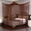 Luxuoso quartel de quarto quarto de quartos de quatro lados de mosquito copa kingqueen size de tamanho de café com moda de café 240407