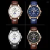 Armbandsur Lige Casual Sport Watches For Men Top Military Leather Wrist Watch Man Clock Fashion Chronograph Wristwatch