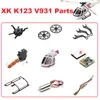 Wltoys XK K123 / V931 RC Helicopter Main Motor Motor Canopiale Rotore Blade ESC Board Servo Ricevitore Shell Swash Plap Pavone di ricambio