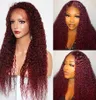 Brésiliens de cheveux humains de couleur brésilienne 99J Afro Péque en dentelle bouclée Perruques de cheveux humains avant perruque frontale de cheveux humains Red Précardise 5596602