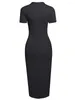 Party Dresses Nice-forever Spring Women Classy Solid Color Business Office Elegant Vintage Bodycon Slim Dress BtyB667