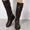 Boots Autumn 2024 Trade extérieur Grande Femelle High Side Zipper Europe et N Knight Flat Rivet Round Head