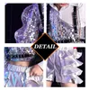 2023 New Jazz Dance Costume Silver Mirror Sleeve Shorts Dancewear Hip Hop Clothes Kpop Outfit Girls Cheerleading Uniform DL10345