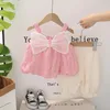 Clothing Sets Summer Baby Girls Children Bow Vest Shorts 2 Pieces Suit 0-4 Years Kids Princess Clothes Toddler Infant Outfits