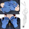 Cycling Gloves USB Heated For Typing Knited Half Fingerless Soft Finger Warm Knitting Winter