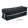 Storage Bags Double Layer Large Capacity Student Zipper Pencil Case Pen Bag Pouch Black Polyester