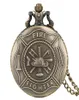 Бронзовый классический пожарный пожарник Герой Аналоговый Кварцевый карманные часы Цепочка ожерелья для мужского подарка Reloj de Bolsillo6484389