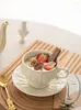 Xícaras picadas de estilo francês canecas brancas canecas de cerâmica de cerâmica porcelana xícara de chá lindo vaso plegable 50bd