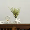 Vasos Vaso de flor de cerâmica decoração de casa geométrica Ornamentos artesanais para restaurante El Bedroom Sala de jantar