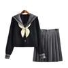 Japanese School Uniforms Style S-2xl Student Girls Navy Costume Women Sexy Black JK Suit Sailor Blouse New Pleated Skirt Set