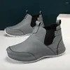 Casual Shoes High Top Chunky Sneaker Men Designer Cover Bottom Ankle Boot Fashion Microfiber Läder Ökad Intern plattform