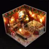 Regalos de Navidad Diy Madera de madera Casa Dollhouse Mandeo de nieve en miniatura Manilla de nieve reunida con juguetes de muebles para amigos