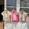 Одежда устанавливает детский костюм мальчика 2024 Летняя девочка с двумя частями для рубашки поло 2-7y ребенка