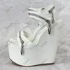 Sandaler Sukeia Real Pos Kvinnor Summer Platform Comfort Wedges High Heels Round Toe Trevliga vita festskor damer oss storlek 5-15