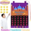 Ramadan Countdown Calendario con bolsillo 30 estrellas Eid Mubarak Decoración para el hogar Fiesta musulmana islámica Eid Al Adha Regalos para niños 240403